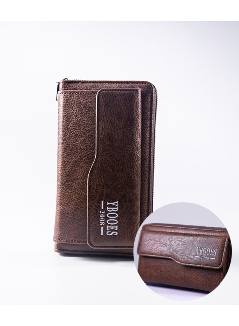 YBOOES Large Wallet Clutch Long Leather Phone Purse Business Hand Clutch Bag Card Holder Travel Wallet for Men Women Father Husband - Image 1