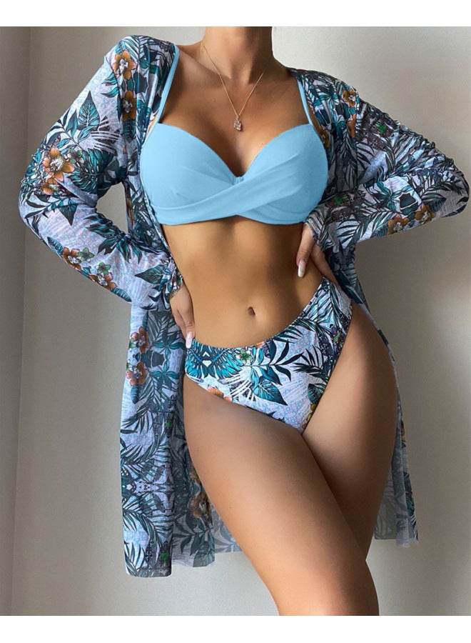 Loquat Jufani 2022 European And American Three-piece Swimsuit Multi-color Printed Blouse Sun Protection Clothing Swimsuit-Color:Figure 14- - Image 1