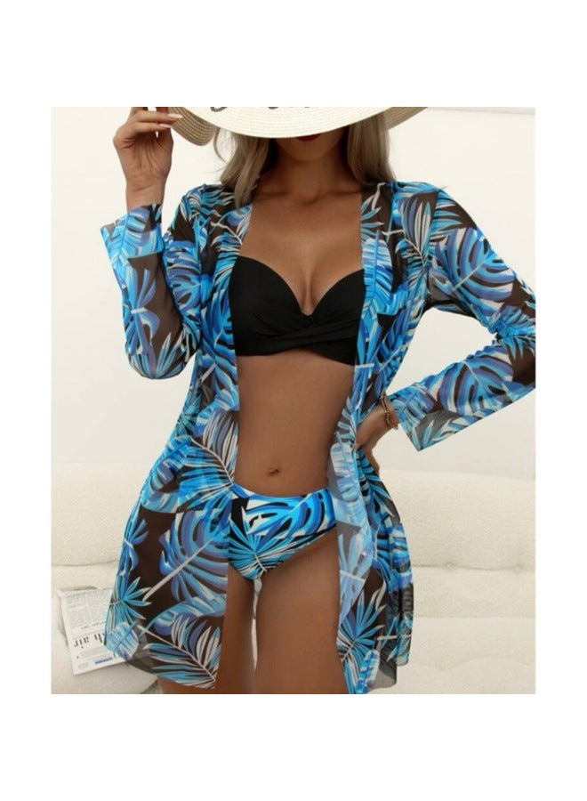 Loquat Jufani 2022 European And American Three-piece Swimsuit Multi-color Printed Blouse Sun Protection Clothing Swimsuit-Color:Figure 14- - Image 2