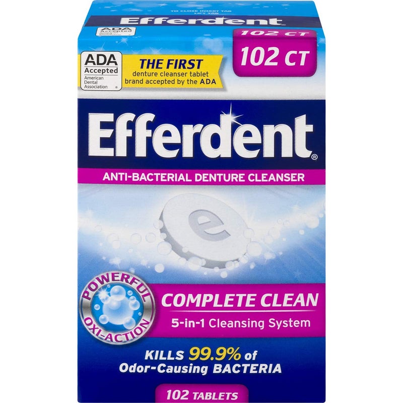 Efferdent Denture Cleanser Tablets, Complete Clean, 102 Tablets - Image 1