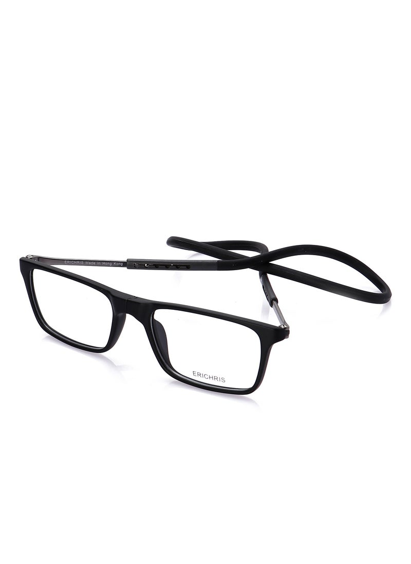 ERICHRIS - Rectangular frame optical reading glasses +1.50 with strap holder for men - Image 1