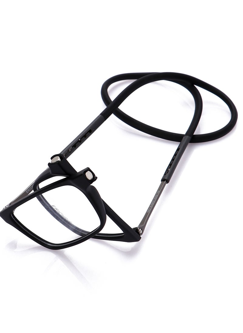 ERICHRIS - Rectangular frame optical reading glasses +1.50 with strap holder for men - Image 1