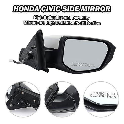 MOFOAP Passenger Side Mirror Compatible With 2016 2017 2018 2019 2020 2021 Honda Civic Coupe Sedan Hatchback,Mirror with Power Glass,Non-Heated,Manual Folding - Image 3