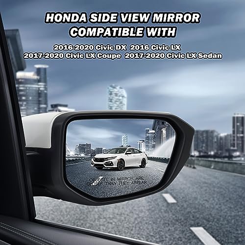 MOFOAP Passenger Side Mirror Compatible With 2016 2017 2018 2019 2020 2021 Honda Civic Coupe Sedan Hatchback,Mirror with Power Glass,Non-Heated,Manual Folding - Image 4