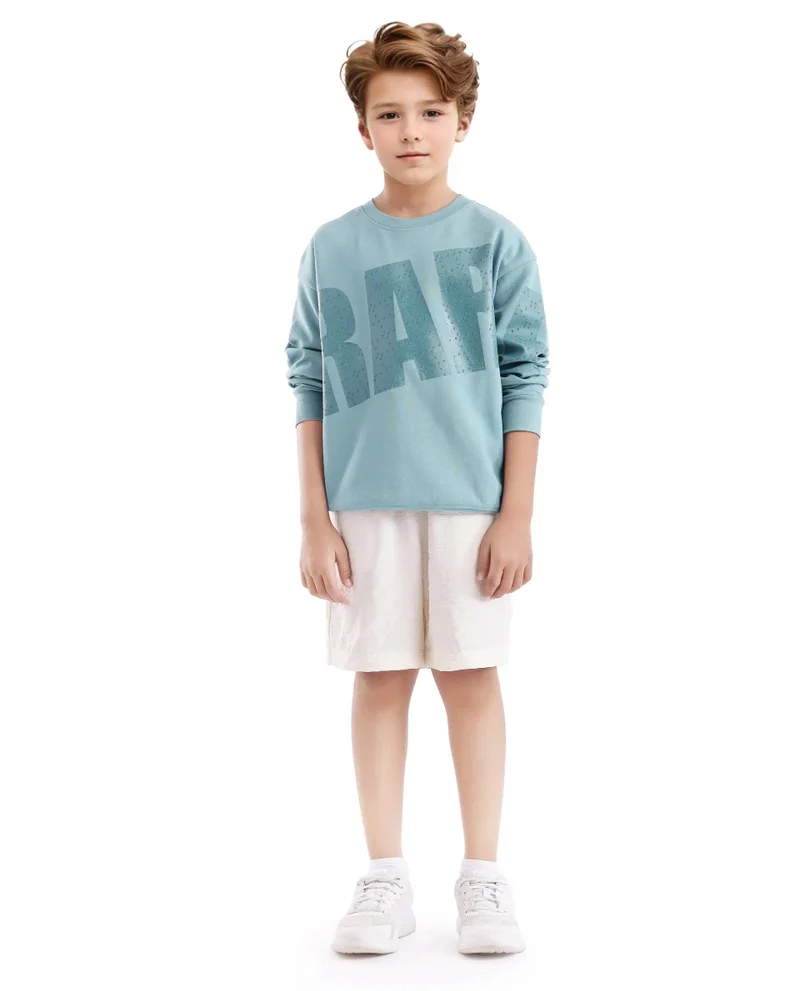 رير ونز Rare Ones Kids Cramet Turq Cotton Poly Full Sleeve Gel With Hd Print Sweatshirt