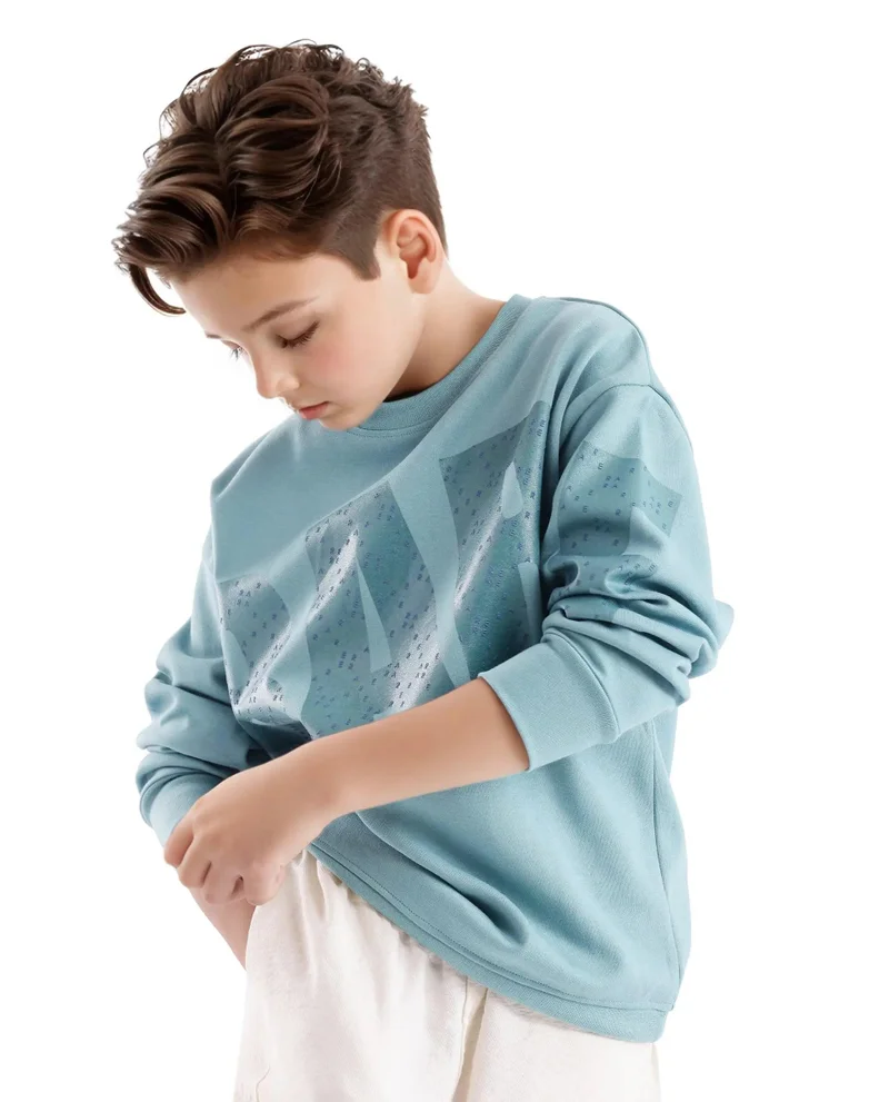 رير ونز Rare Ones Kids Cramet Turq Cotton Poly Full Sleeve Gel With Hd Print Sweatshirt