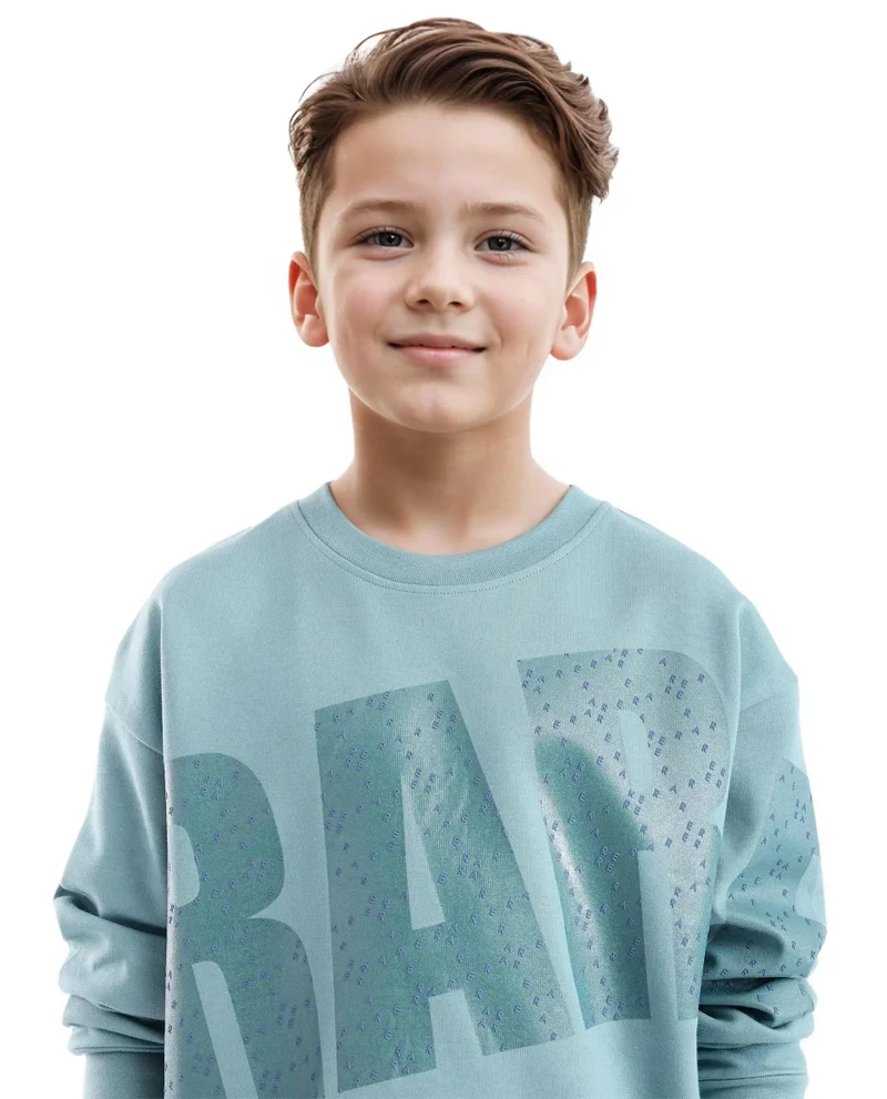 Rare Ones Rare Ones Kids Cramet Turq Cotton Poly Full Sleeve Gel With Hd Print Sweatshirt