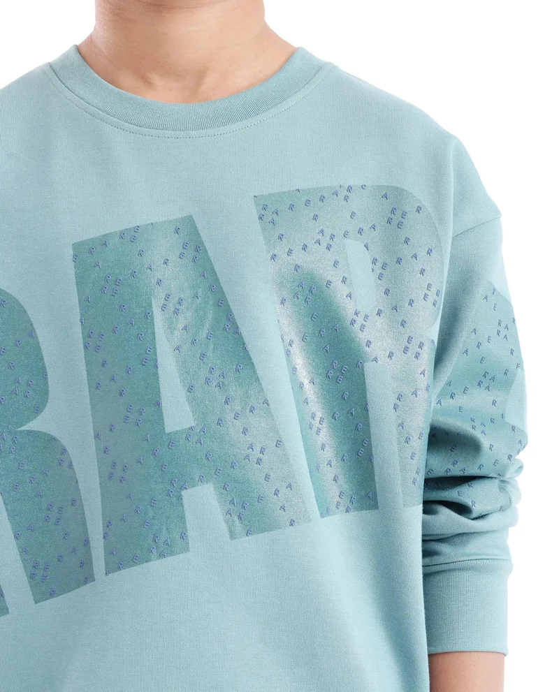 Rare Ones Rare Ones Kids Cramet Turq Cotton Poly Full Sleeve Gel With Hd Print Sweatshirt