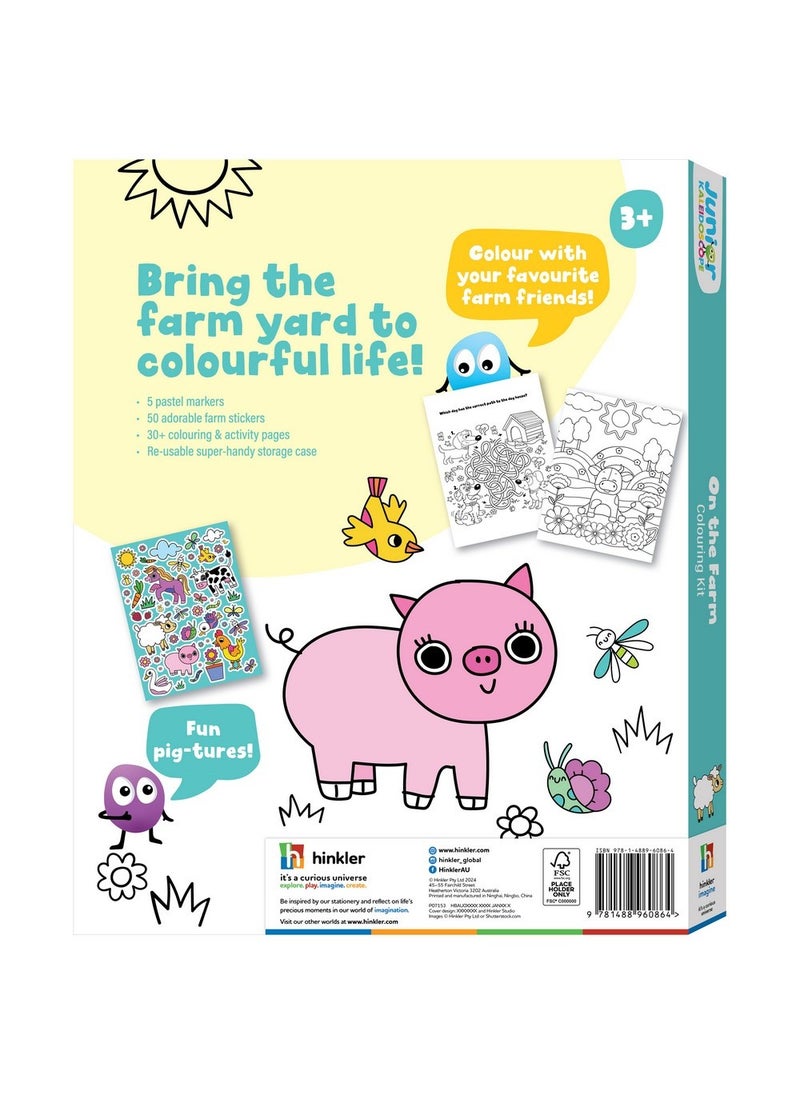 Hinkler Jr Kaleidoscope Colouring Kit – On the Farm Edition, Includes 64-page colouring book with 5 pastel markers and 50 fun stickers, Fun Colouring Activity for Kids, Perfect Gift for Farm-Themed Art Play - Image 5
