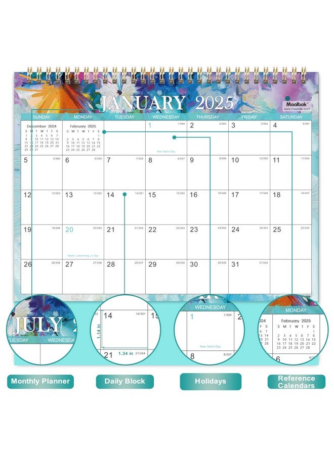 MaaIbok 2025 Desk Calendar - Standing Flip Desktop Calendar 2025, 9.8" X 8.3", Jan. 2025 - Dec. 2025, Desktop Calendar, Memoranda Lined Pages With Thick Paper, Strong Twin-Wire Binding - Image 3