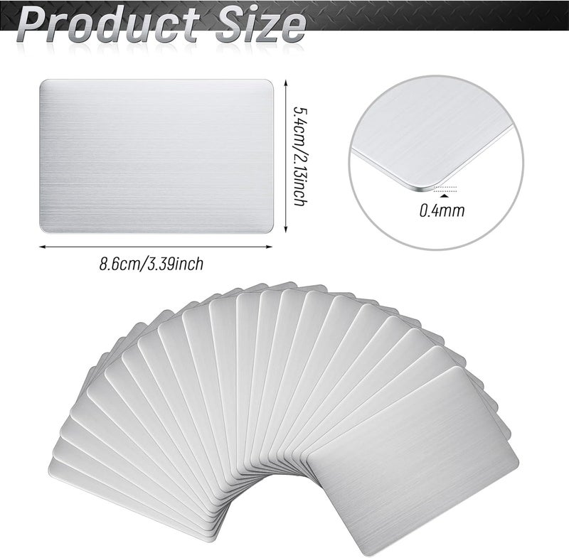 Tandefio 50 Pcs 304 Stainless Steel Metal Business Cards Sublimation Blank Steel Card Laser Engraving Stainless Cards for House Office Customer DIY Gift Plate Cards (0.4 mm Thickness) - Image 2