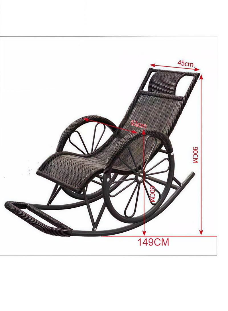 Generic Adult Rocking Chair Reclining Chair Leisure Rocking Chair Rocking Chair Leisure Chair Lazy Chair Rattan Chair On Balcony  - Image 2