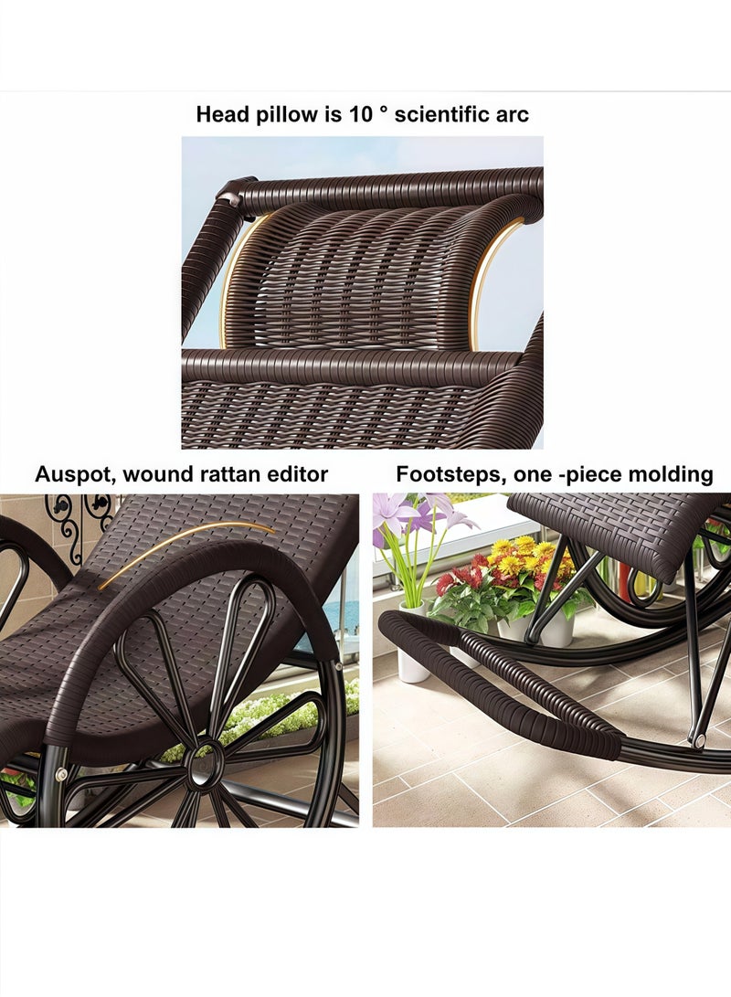 Generic Adult Rocking Chair Reclining Chair Leisure Rocking Chair Rocking Chair Leisure Chair Lazy Chair Rattan Chair On Balcony  - Image 5