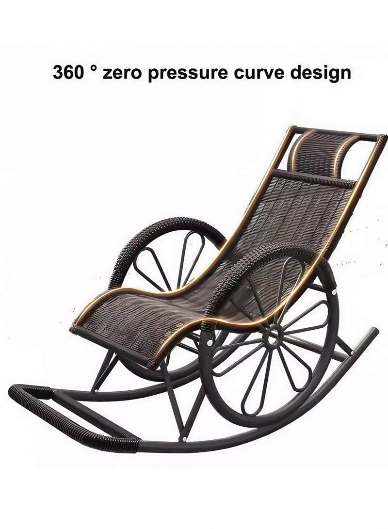 Generic Adult Rocking Chair Reclining Chair Leisure Rocking Chair Rocking Chair Leisure Chair Lazy Chair Rattan Chair On Balcony  - Image 3