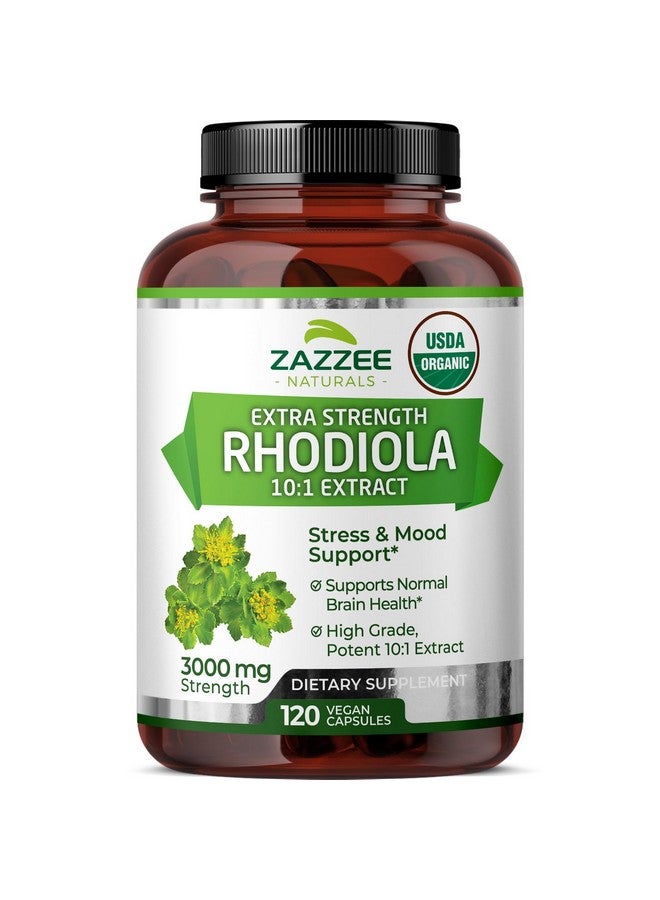 Zazzee USDA Organic Rhodiola 10:1 Exract, 3000 mg Strength, 120 Capsules, 4 Month Supply, Standardized and Concentrated 10X Extract, 100% Vegetarian, Extra Strength, All-Natural and Non-GMO - Image 1