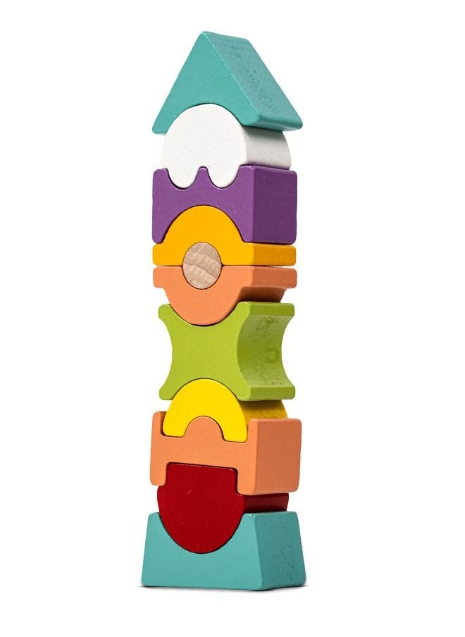 BAYBEE Wooden Rainbow Tower Building Blocks for Kids Toys Wooden Blocks Toy Color Shape Stacking Toys for Kids Early Learning Educational Baby Toys Block Puzzle Toys For Kids 3+Years Assorted  - Image 1