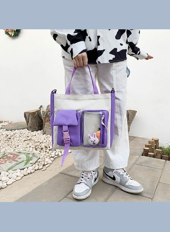 MLADEN 4Pcs Backpack School Bags Set Lightweight Large Capacity Backpacks Messenger Bag Pencil Bag Shoulder bag for Teen Girls School Backpack Purple - Image 5