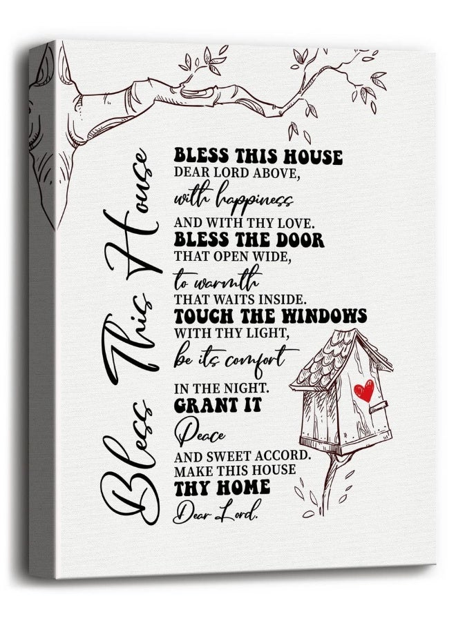 WKYAER Bless This House Canvas Wall Art, Housewarming Gift Canvas Wall Art for Home or Office Decor, Inspirational Quote Canvas Prints Poster Wall Art, Christian Family Home Decor Saying, Gift for Christian - Image 1