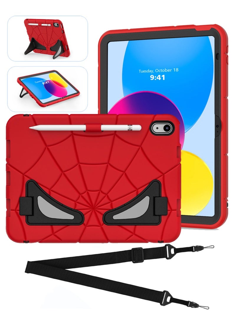 حافظة لجهاز iPad (A16) من الجيل الحادي عشر مقاس 11 بوصة 2025/حافظة لجهاز iPad من الجيل العاشر مقاس 10.9 بوصة 2022 حافظة iPad حافظة واقية مزدوجة حامل ظهر ناعم من السيليكون مع حامل قلم Apple Pencil وحزام كتف للأطفال - Image 1