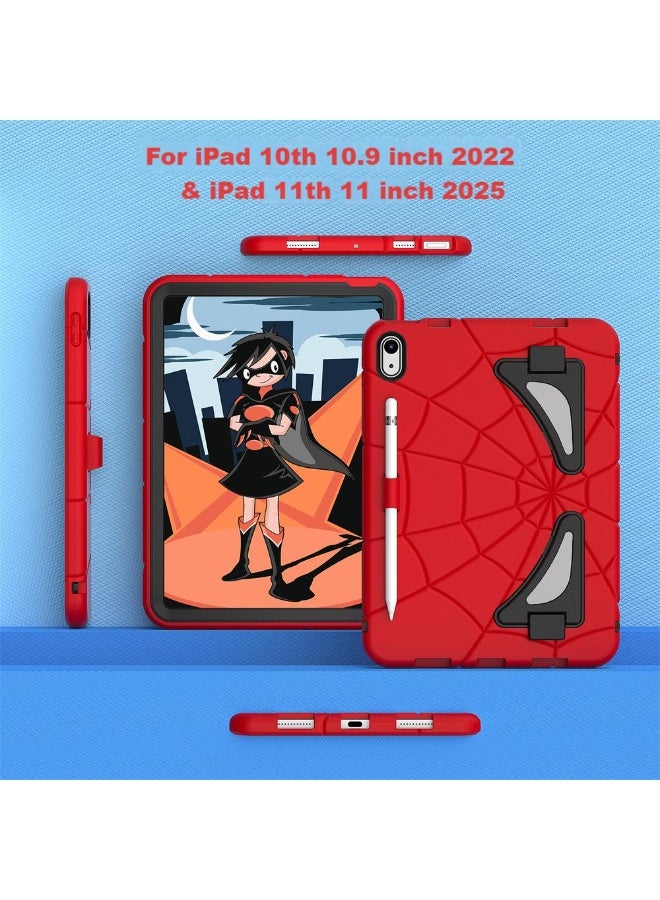 حافظة لجهاز iPad (A16) من الجيل الحادي عشر مقاس 11 بوصة 2025/حافظة لجهاز iPad من الجيل العاشر مقاس 10.9 بوصة 2022 حافظة iPad حافظة واقية مزدوجة حامل ظهر ناعم من السيليكون مع حامل قلم Apple Pencil وحزام كتف للأطفال - Image 3