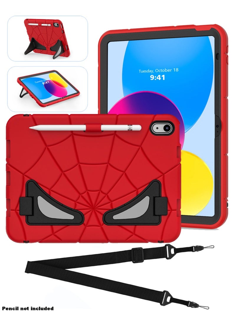 Case for iPad (A16) 11th Gen 11-in 2025/Case For iPad 10th Gen 10.9-in 2022 iPad Case Double protective case Stand Soft Silicon Spider Back with apple pencil holder and Shoulder Strap Cover for kids - Image 1