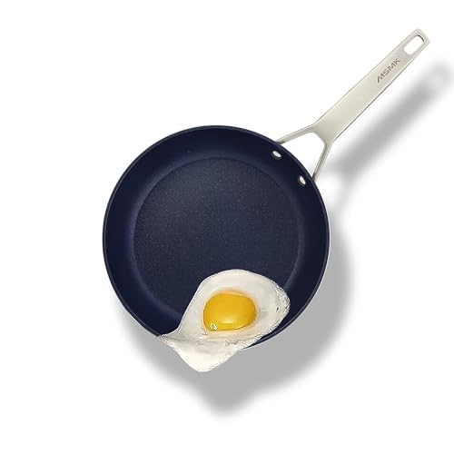MsMk Small Nonstick Frying pan Blue, 8-inch Durable Egg Omelet Skillet, Titanium and Diamond Non Stick Coating From USA, for Induction,Cerammic and Gas Cooktops, Oven Safe,Dishwasher Safe - Image 1