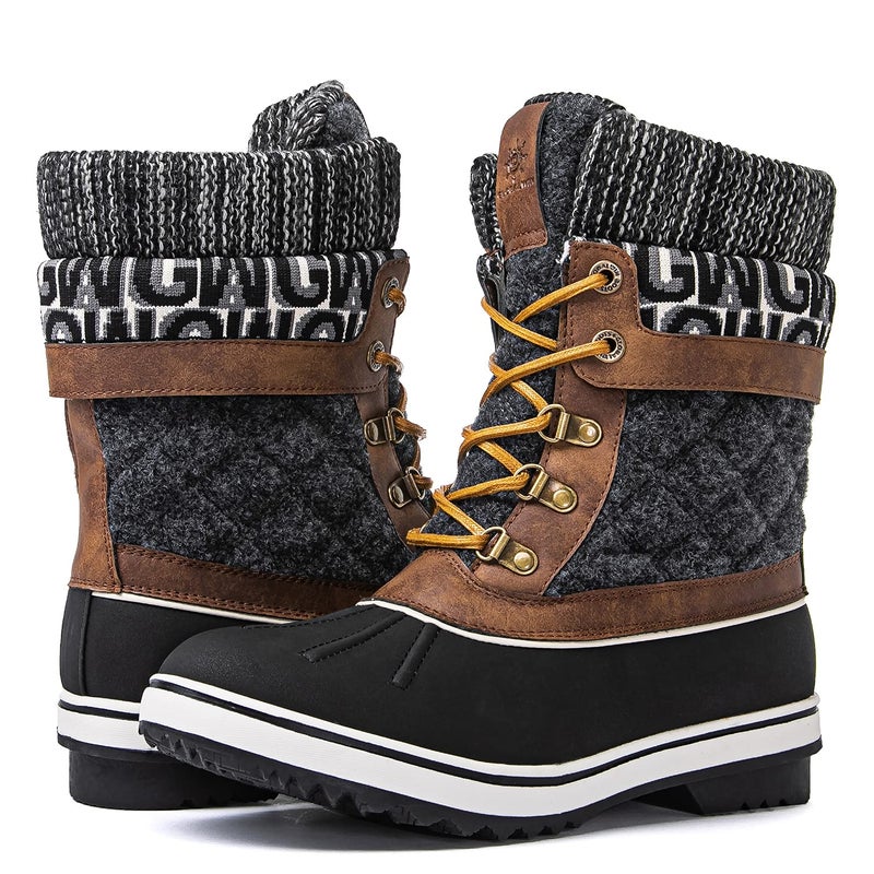 GLOBALWIN Snow Boots For Women Brown/Prints Women's Winter Boots 8.5M - Image 3