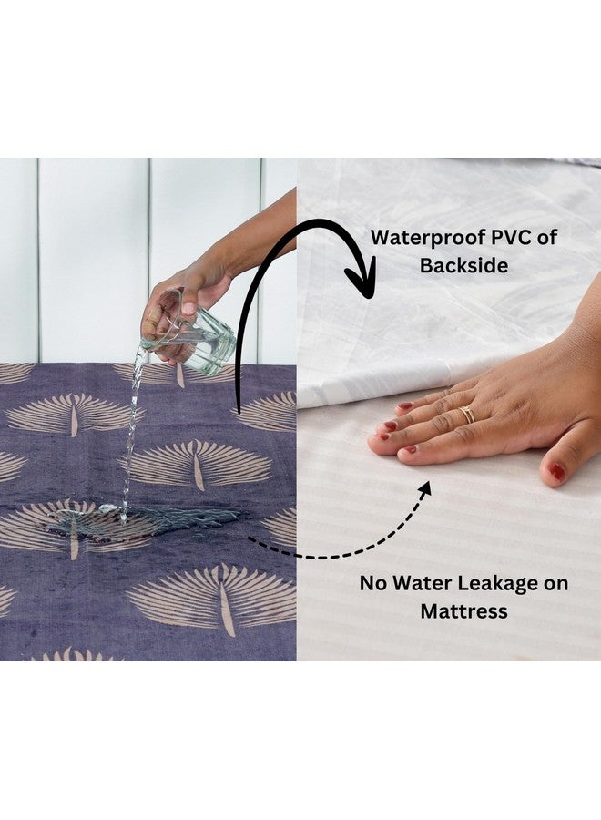 RD TREND Waterproof Elastic Fitted Bedsheet, King Size 72x78x8 Inch, with 2 Waterproof Pillow Covers 18x28 Inch, Washable, Wrinkle Resistant Grey Tree - Image 4