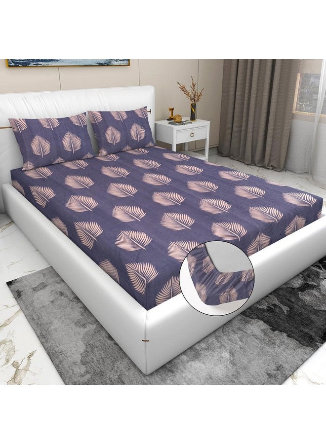 RD TREND Waterproof Elastic Fitted Bedsheet, King Size 72x78x8 Inch, with 2 Waterproof Pillow Covers 18x28 Inch, Washable, Wrinkle Resistant Grey Tree - Image 1