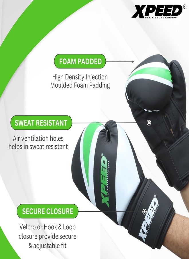 XPEED Boxing Gloves, PU XP401 PMFT Sparring Gloves for Boxing, MMA, Kickboxing, Muay Thai, Excellent Impact Resistance for Men & Women | Foam Padding | Velcro Hook and Loop Closure (12oz, Green) - Image 5