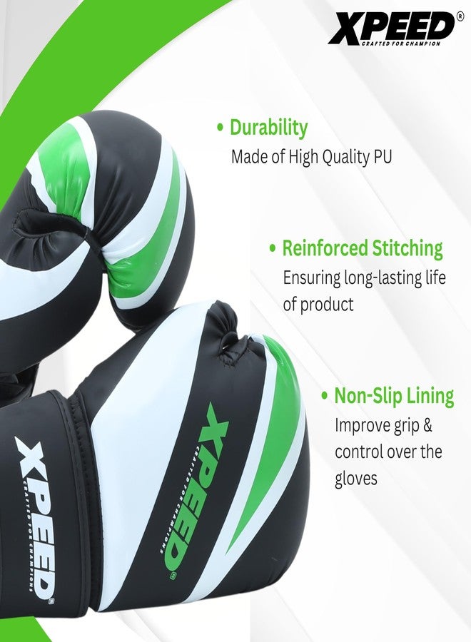 XPEED Boxing Gloves, PU XP401 PMFT Sparring Gloves for Boxing, MMA, Kickboxing, Muay Thai, Excellent Impact Resistance for Men & Women | Foam Padding | Velcro Hook and Loop Closure (12oz, Green) - Image 3