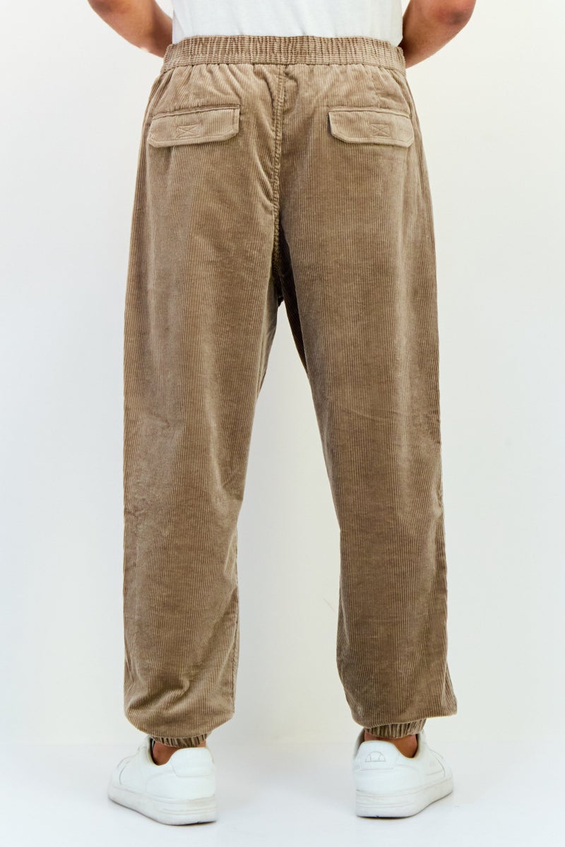 Selected Homme Men Tapered Fit Drawstring Corduroy Pants, Dark Tan  - Image 2