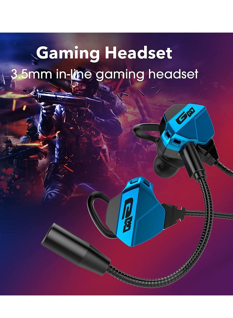 SYOSI Gaming Earbuds with Microphone, Stereo Wired Headphones for Computer Gamer in-Ear Headphones with Detachable Mic for PS 5 Video Game E-Sport Earphone with 3.5mm Jack (Blue)  - Image 2