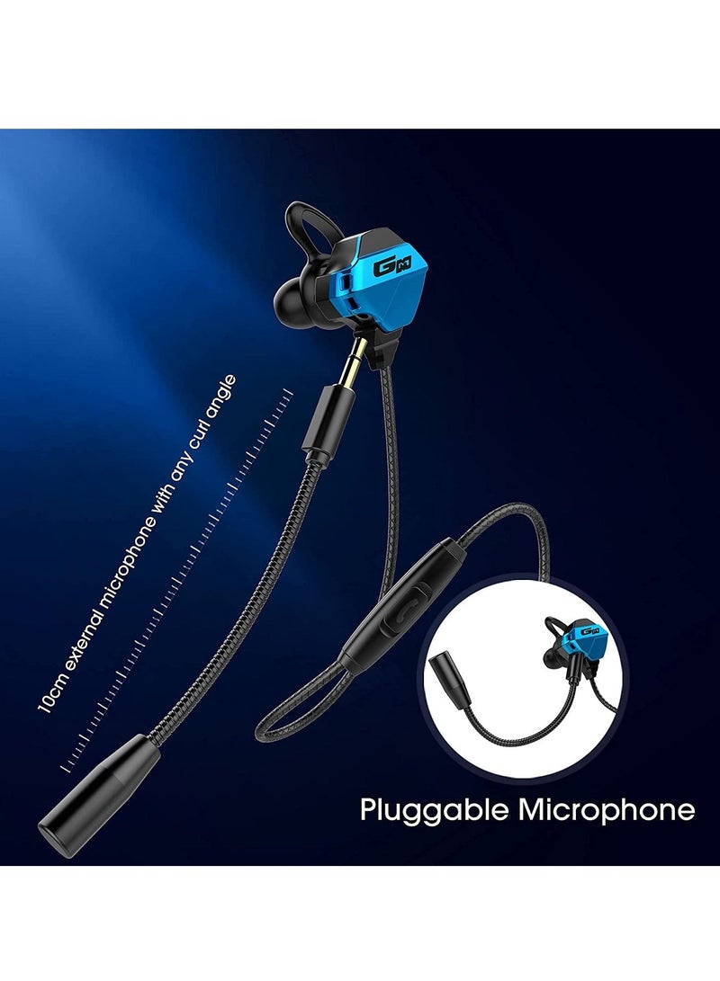SYOSI Gaming Earbuds with Microphone, Stereo Wired Headphones for Computer Gamer in-Ear Headphones with Detachable Mic for PS 5 Video Game E-Sport Earphone with 3.5mm Jack (Blue)  - Image 5