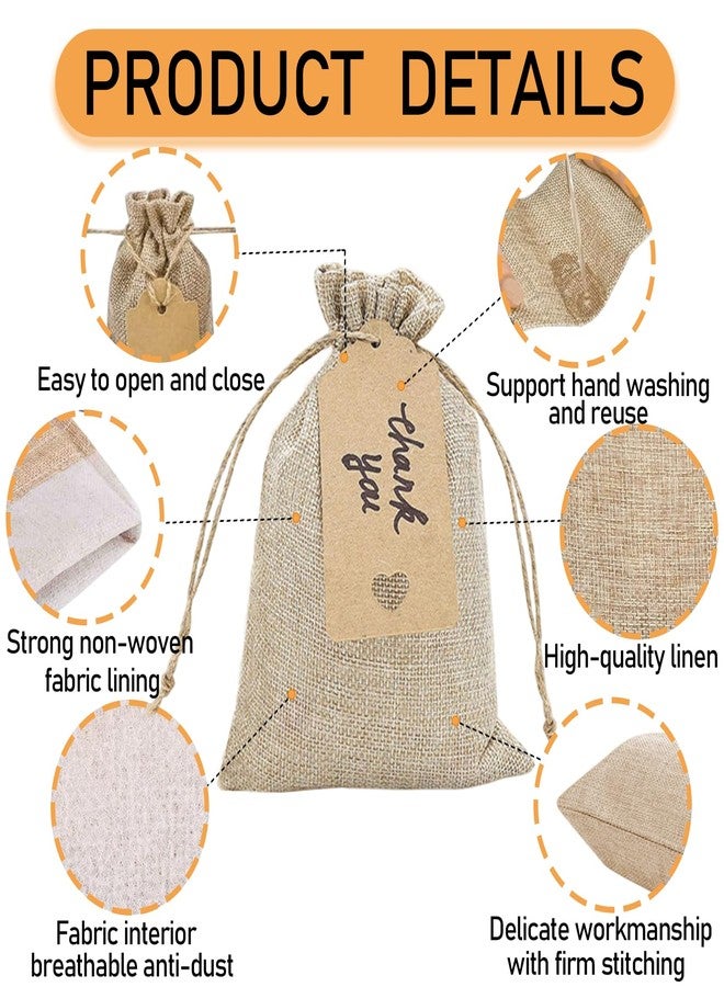 BMMN 50pcs Premium Burlap Gift Bags with Drawstring and 25Pcs Gift Tags & String, 4x6 Inch Reusable Gift Burlap Linen Sacks Bag, for Wedding Party, Jewelry Pouches, Kids Birthday, Christmas, Coffee, DIY Craft - Image 3