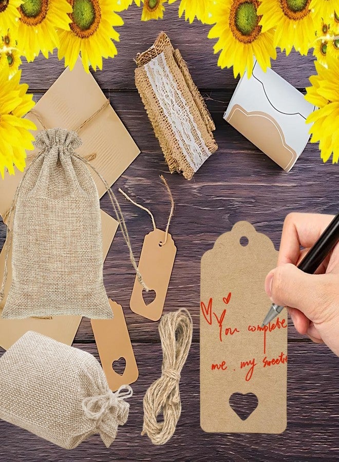 BMMN 50pcs Premium Burlap Gift Bags with Drawstring and 25Pcs Gift Tags & String, 4x6 Inch Reusable Gift Burlap Linen Sacks Bag, for Wedding Party, Jewelry Pouches, Kids Birthday, Christmas, Coffee, DIY Craft - Image 4