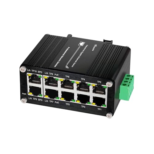 Hereta Industrial Hardened 10 Port Gigabit Ethernet PoE Switch, 8-Port 802.3at PoE+, 2 Uplink Ethernet Din Rail Switch, 20Gbps Switch Fabric, PoE Budget 240W for IP Camera,IP Phone,Wireless AP - Image 1