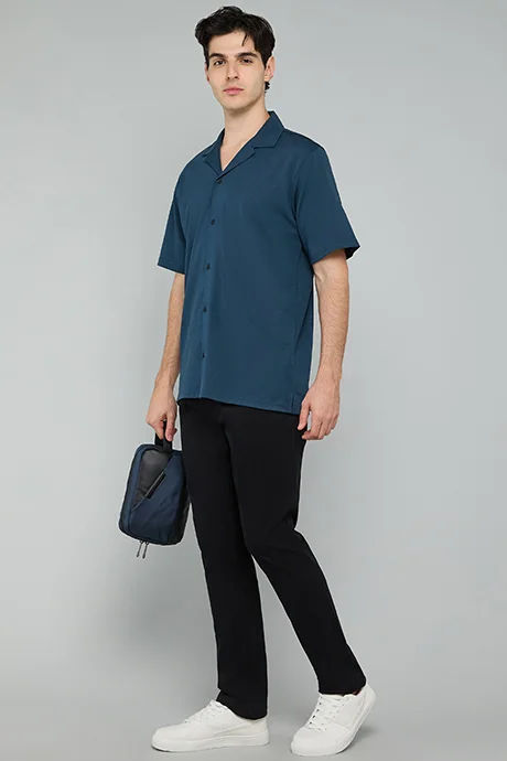 أر أند بي Solid Slim Fit Pants with Button Closure