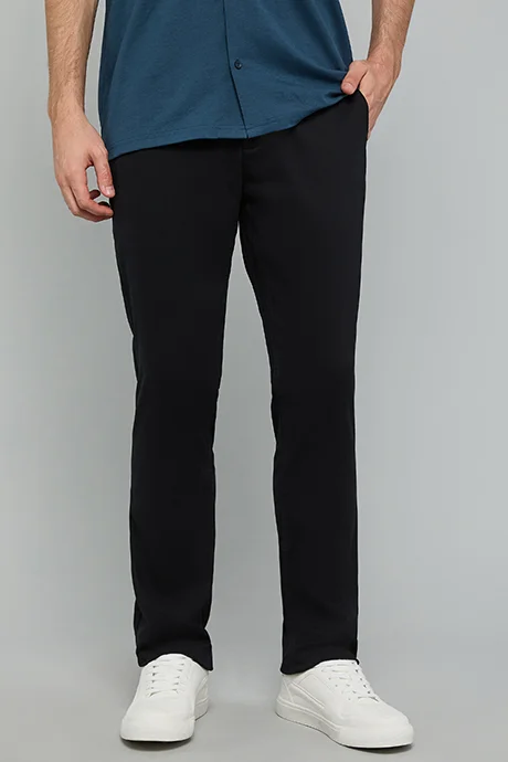 أر أند بي Solid Slim Fit Pants with Button Closure