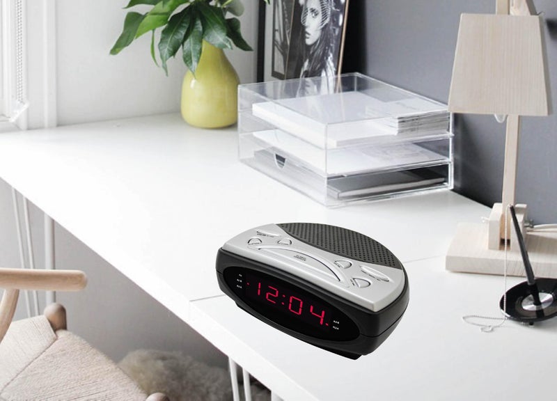 HANNLOMAX HX-137CR Alarm Clock Radio, PLL AM/FM Radio, Dual Alarm, 0.9" LED Display, AC Operation only. (Black-Red LED) - Image 4