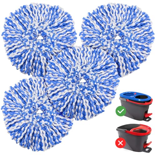 Caehomly 4 Pack RinseClean Spin Mop Replacement Head Spin Mop Refills Compatible with O Ceda RinseClean Dual System, Microfiber Mop Easy Cleaning Floor Head Mo-p for Floor Cleaning RinseClean 2 Tank System - Image 1