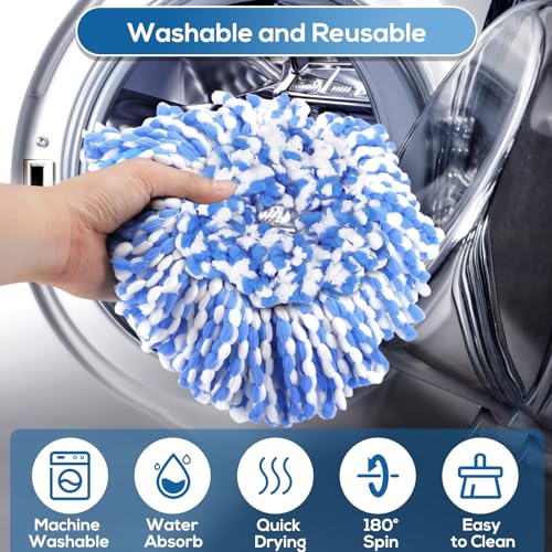 Caehomly 4 Pack RinseClean Spin Mop Replacement Head Spin Mop Refills Compatible with O Ceda RinseClean Dual System, Microfiber Mop Easy Cleaning Floor Head Mo-p for Floor Cleaning RinseClean 2 Tank System - Image 3