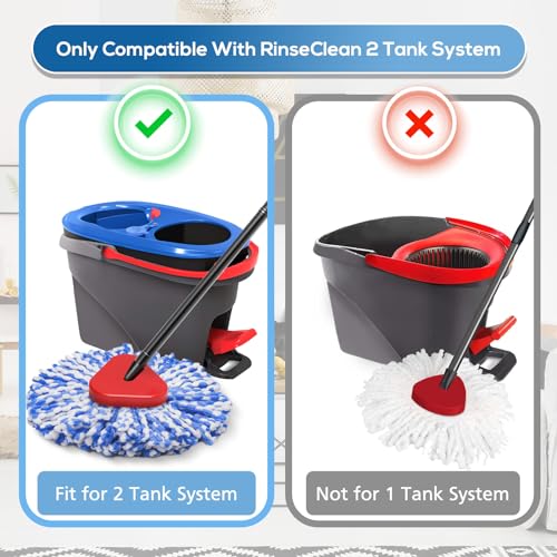 Caehomly 4 Pack RinseClean Spin Mop Replacement Head Spin Mop Refills Compatible with O Ceda RinseClean Dual System, Microfiber Mop Easy Cleaning Floor Head Mo-p for Floor Cleaning RinseClean 2 Tank System - Image 2
