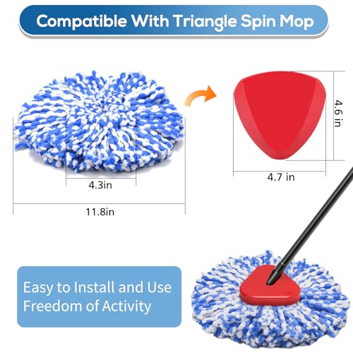 Caehomly 4 Pack RinseClean Spin Mop Replacement Head Spin Mop Refills Compatible with O Ceda RinseClean Dual System, Microfiber Mop Easy Cleaning Floor Head Mo-p for Floor Cleaning RinseClean 2 Tank System - Image 4