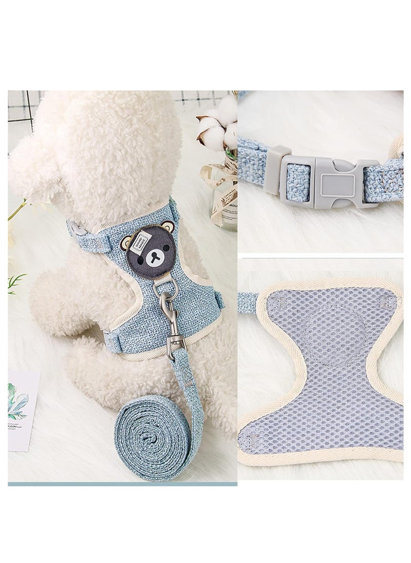 Meetion - Pet Leashes Dog Cat Vest Traction Rope Colour Cartoon Bear Chest Strap Dog Chain Walking The Dog Rope Small Medium Sized Dogs Cat Accessories (Blue) - Image 1