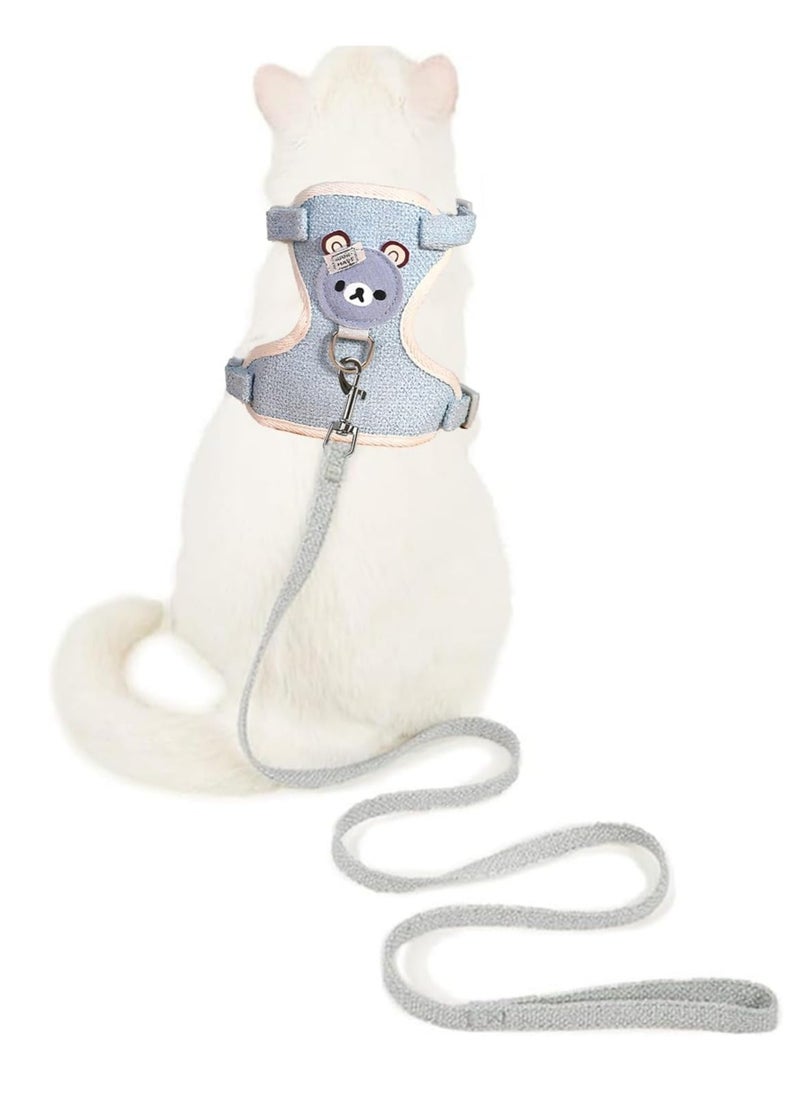 Meetion - Pet Leashes Dog Cat Vest Traction Rope Colour Cartoon Bear Chest Strap Dog Chain Walking The Dog Rope Small Medium Sized Dogs Cat Accessories (Blue) - Image 1