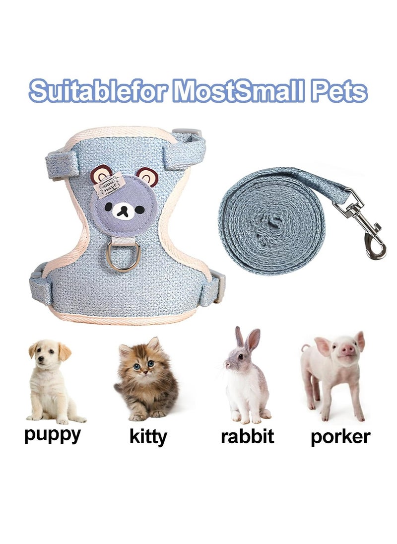 Meetion - Pet Leashes Dog Cat Vest Traction Rope Colour Cartoon Bear Chest Strap Dog Chain Walking The Dog Rope Small Medium Sized Dogs Cat Accessories (Blue) - Image 1