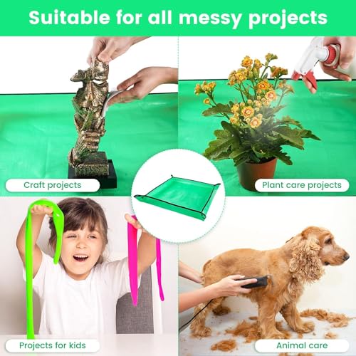 DHARVIM® Gardening Mat for Plant Transplanting and Mess Control 39.4"x 39.4" Thickened Waterproof Potting Tray Succulent Potting Mat Portable Gardening Mat Plant Gifts for Women Men, (100 x 100 cm) - Image 4