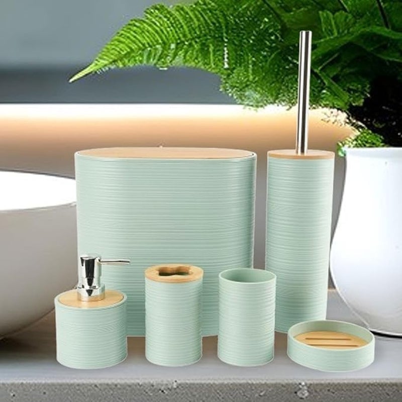 جروب تايجر مجموعة حمام بيضاوية مع أغطية خشبية 6 قطع - أخضر - 110-469 - Image 4