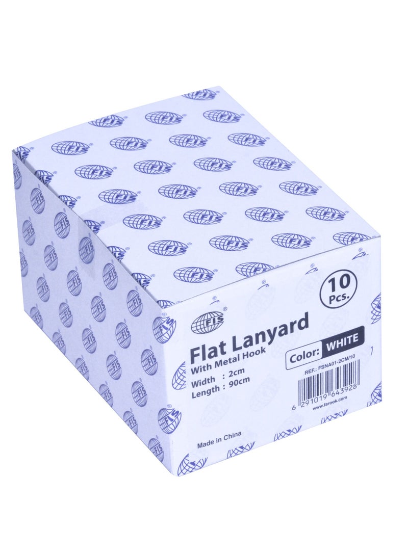 FIS 10-Piece FIS Flat Lanyard White with Metal Hook 2X90cm - FSNA01-2CM/10 - Image 4